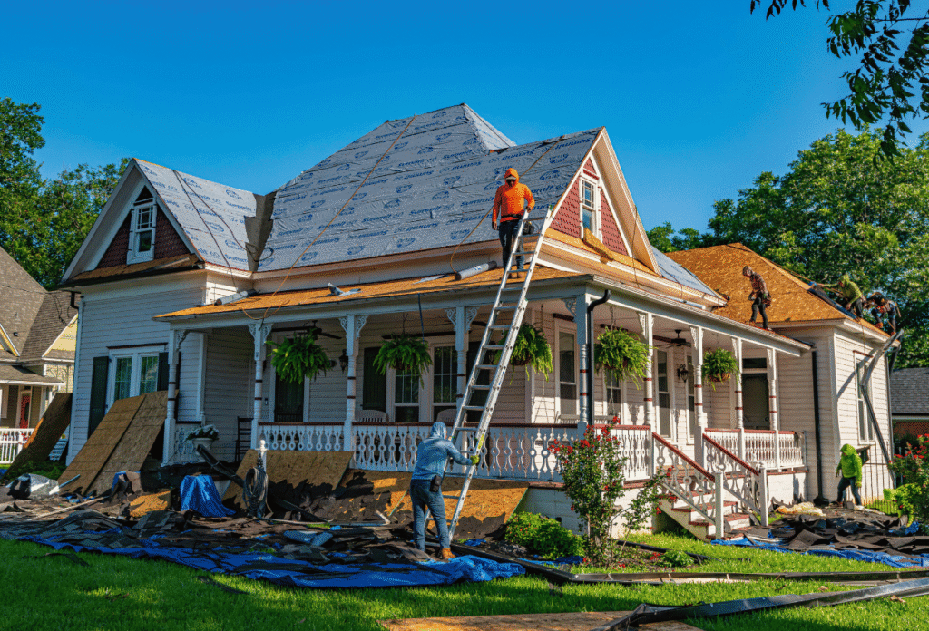 roofers installing a residential roof