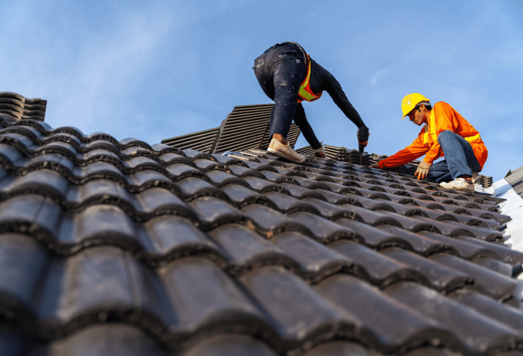 roofers completing roof services